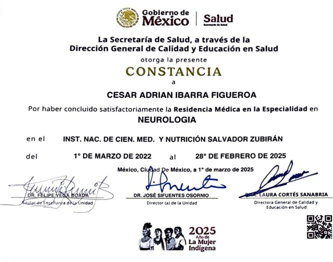 Constancia de neurología